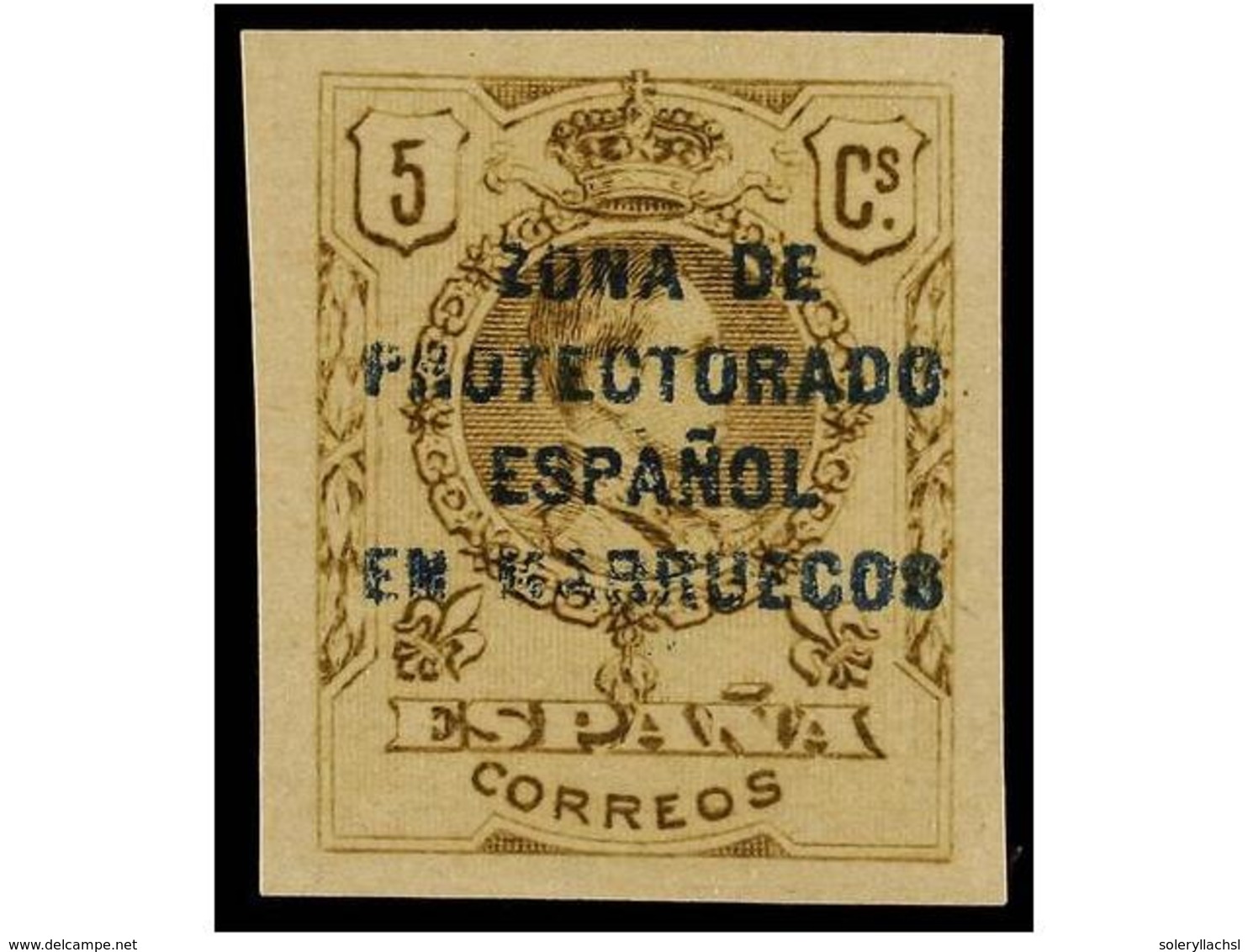 1048 ** COLONIAS ESPAÑOLAS: MARRUECOS. Ed.57ecs. <B>ERROR DE COLOR. 5 Cts.</B> Castaño<B> SIN DENTAR.</B> MUY RARO, Rese - Sonstige & Ohne Zuordnung