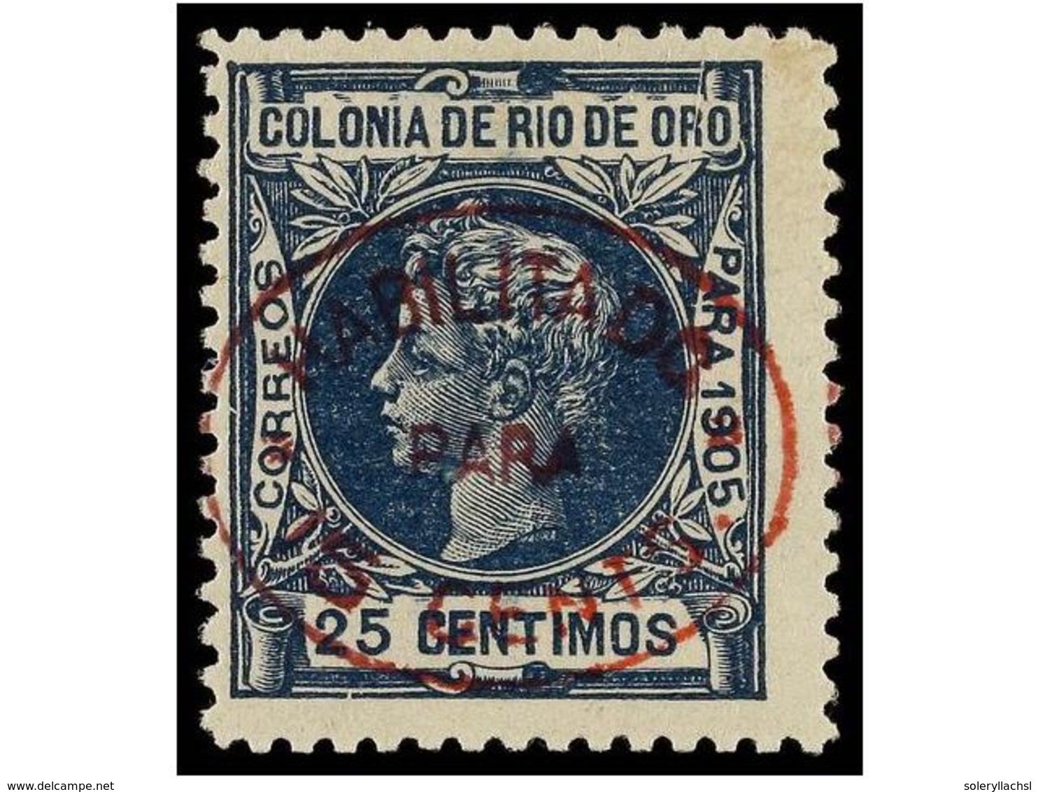 1104 * COLONIAS ESPAÑOLAS: RIO DE ORO. Ed.17. <B>15 Cts. S. 25 Cts.</B> Azul. Habitual Centraje. Cat. 340?. - Sonstige & Ohne Zuordnung