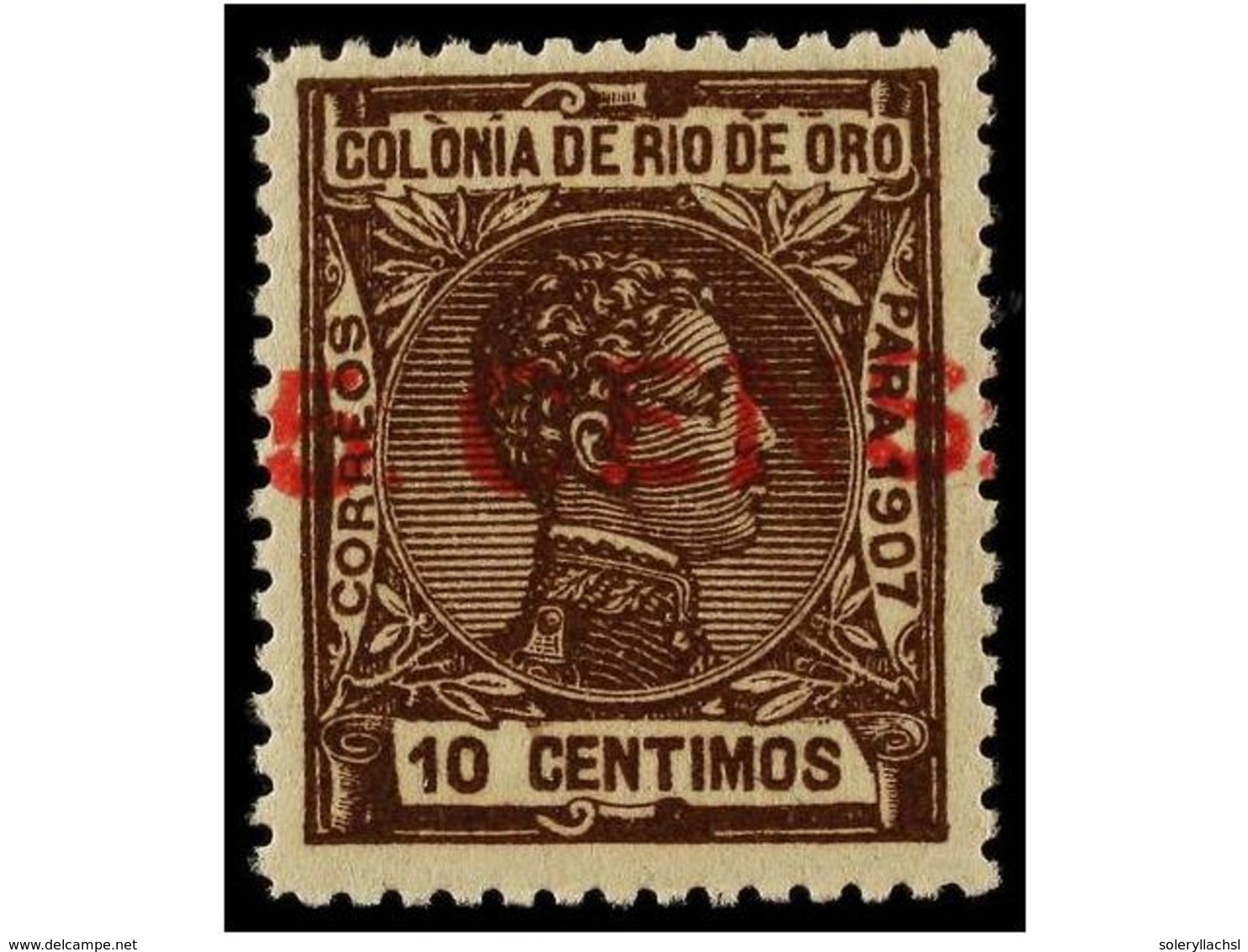 1106 ** COLONIAS ESPAÑOLAS: RIO DE ORO. Ed.37A. <B>5 Cens. S. 10 Cts.</B> Castaño, <B>VALOR COMPLEMENTARIO.</B> MAGNÍFIC - Autres & Non Classés