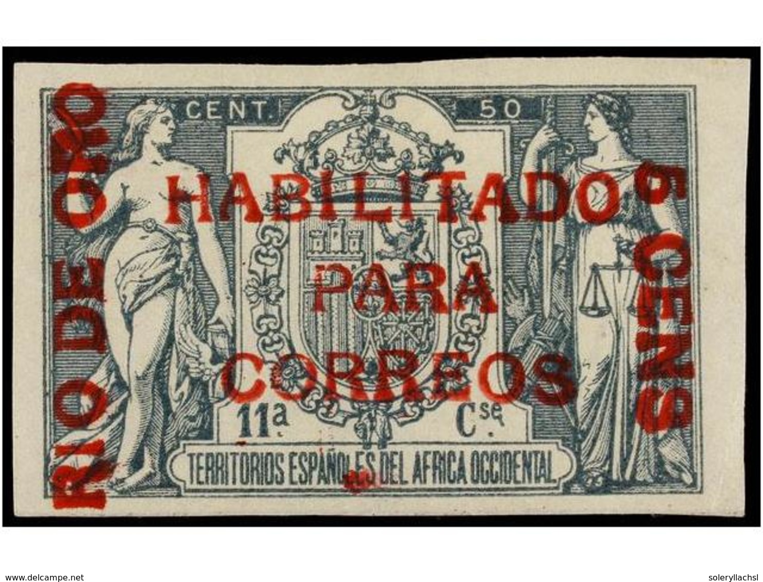 1107 * COLONIAS ESPAÑOLAS: RIO DE ORO. Ed.40C. <B>5 Cents. S. 50 Cent.</B> Verde Con Numeración Al Dorso. Cert. EXFIMA.  - Sonstige & Ohne Zuordnung