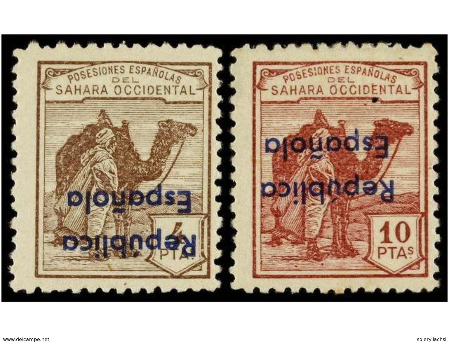 1119 * COLONIAS ESPAÑOLAS: SAHARA. Ed.36Bi/47Bi. SERIE COMPLETA.<B> HABILITACIÓN HORIZONTAL INVERTIDA. </B> Cat. 625?. - Sonstige & Ohne Zuordnung