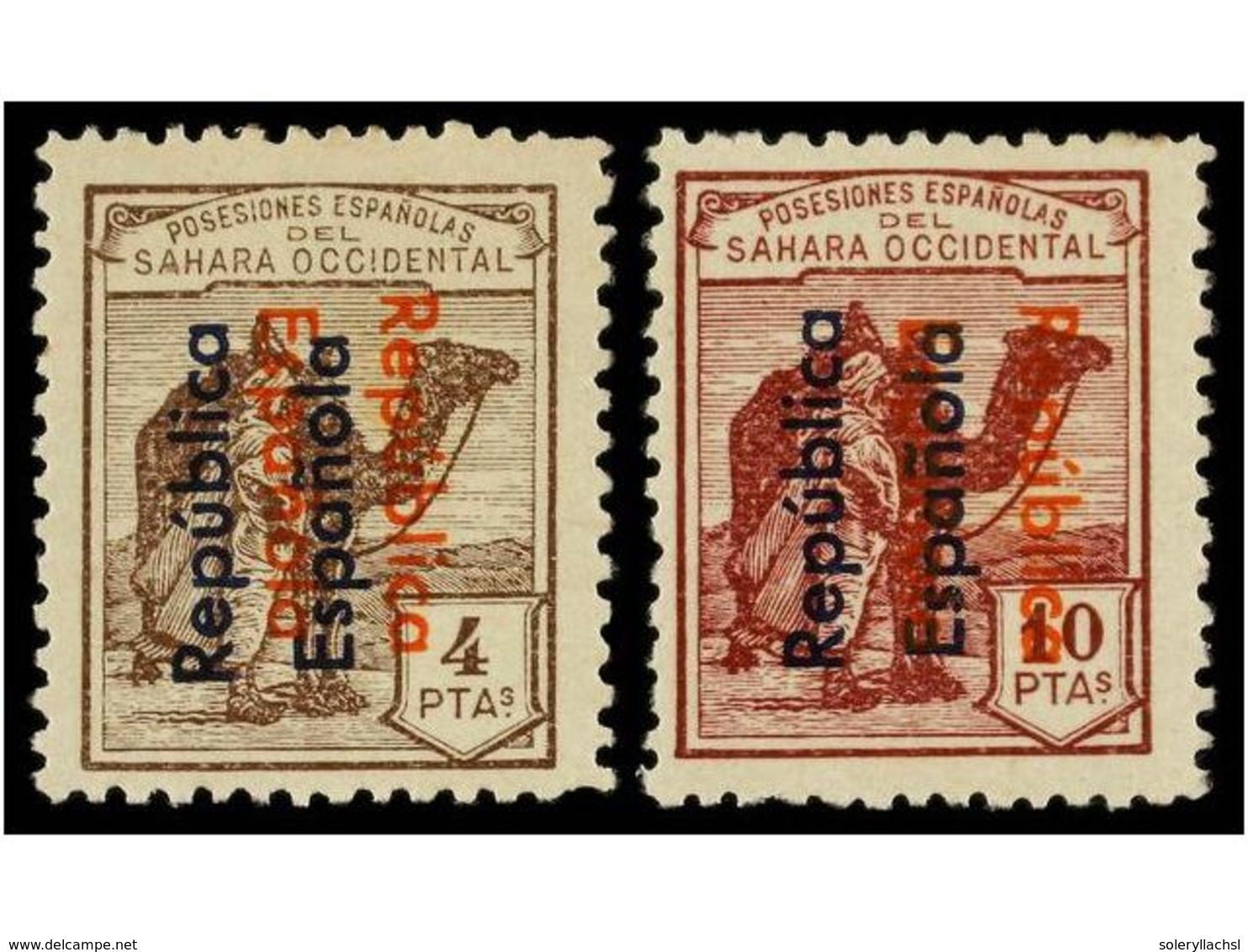 1121 ** COLONIAS ESPAÑOLAS: SAHARA. Ed.36C/47C. SERIE COMPLETA<B> HABILITACIÓN DOBLE</B> De <B>ARRIBA HACIA ABAJO</B> Y  - Autres & Non Classés