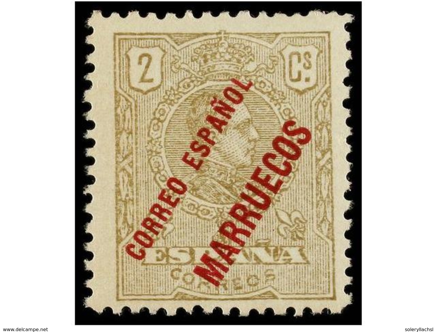 1131 ** COLONIAS ESPAÑOLAS: TANGER. Ed.14. <B>2 Cts.</B> Castaño. Excelente Centraje. RARO Y De LUJO. Cat. 885?. - Sonstige & Ohne Zuordnung