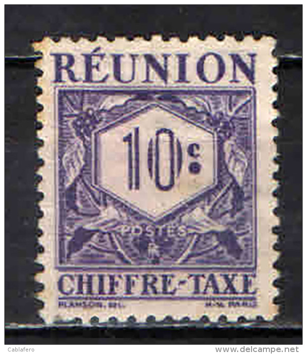 REUNION - 1947 -CIFRA - 10 C. - USATO - Timbres-taxe