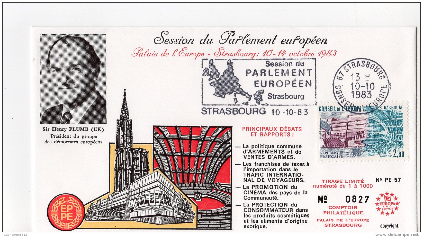 1983 - Strasbourg - Conseil De L'Europe - Parlement Européen - Sir Henry PLUMB - Pdt Du Groupe Des Démocrates Européens - Instituciones Europeas