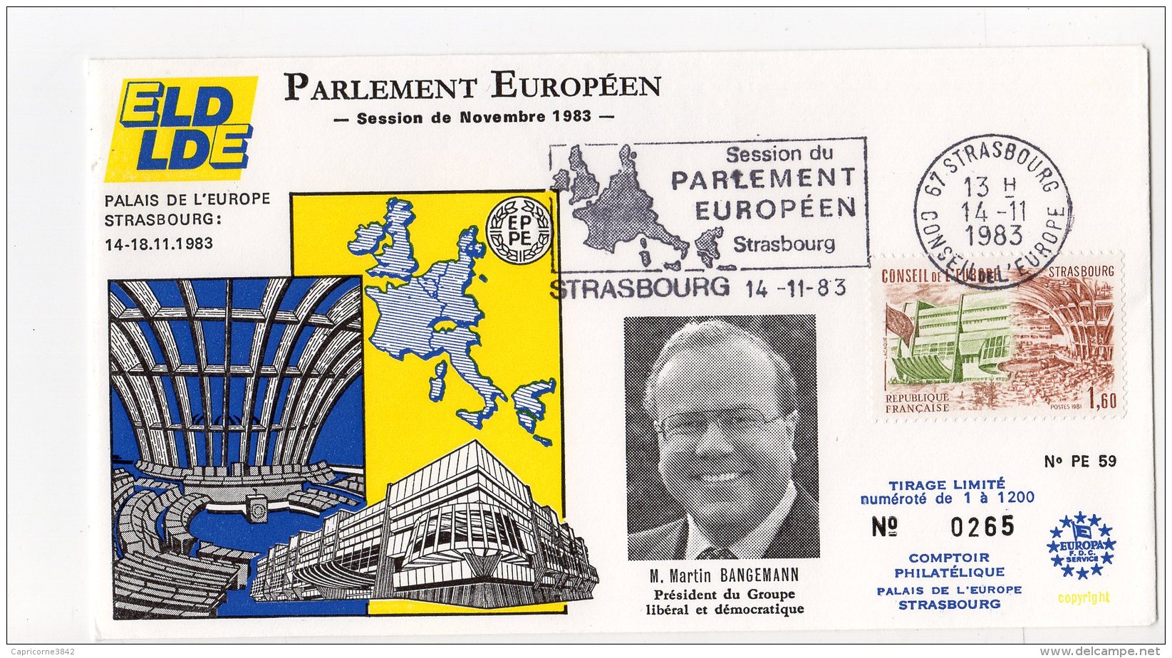 1983 -Strasbourg -Conseil De L'Europe -Parlement Européen -Mr Martin BANGEMANN Pdt Du Groupe Libéral Et Démocratique - European Community