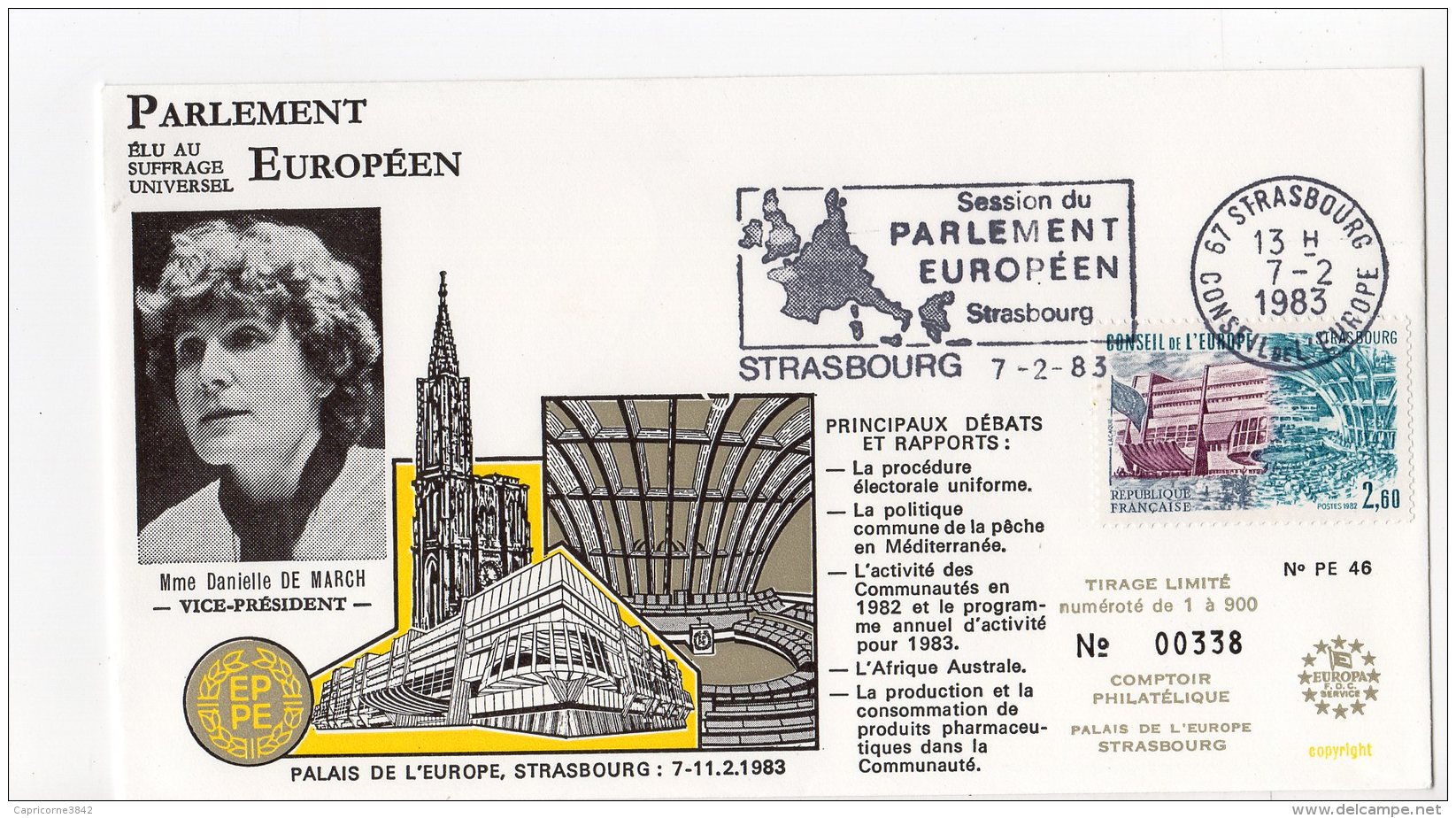 1983 - Strasbourg - Conseil De L'Europe - Parlement Européen - Mme Danielle DE MARCH - Vice-Présidente - Europese Instellingen