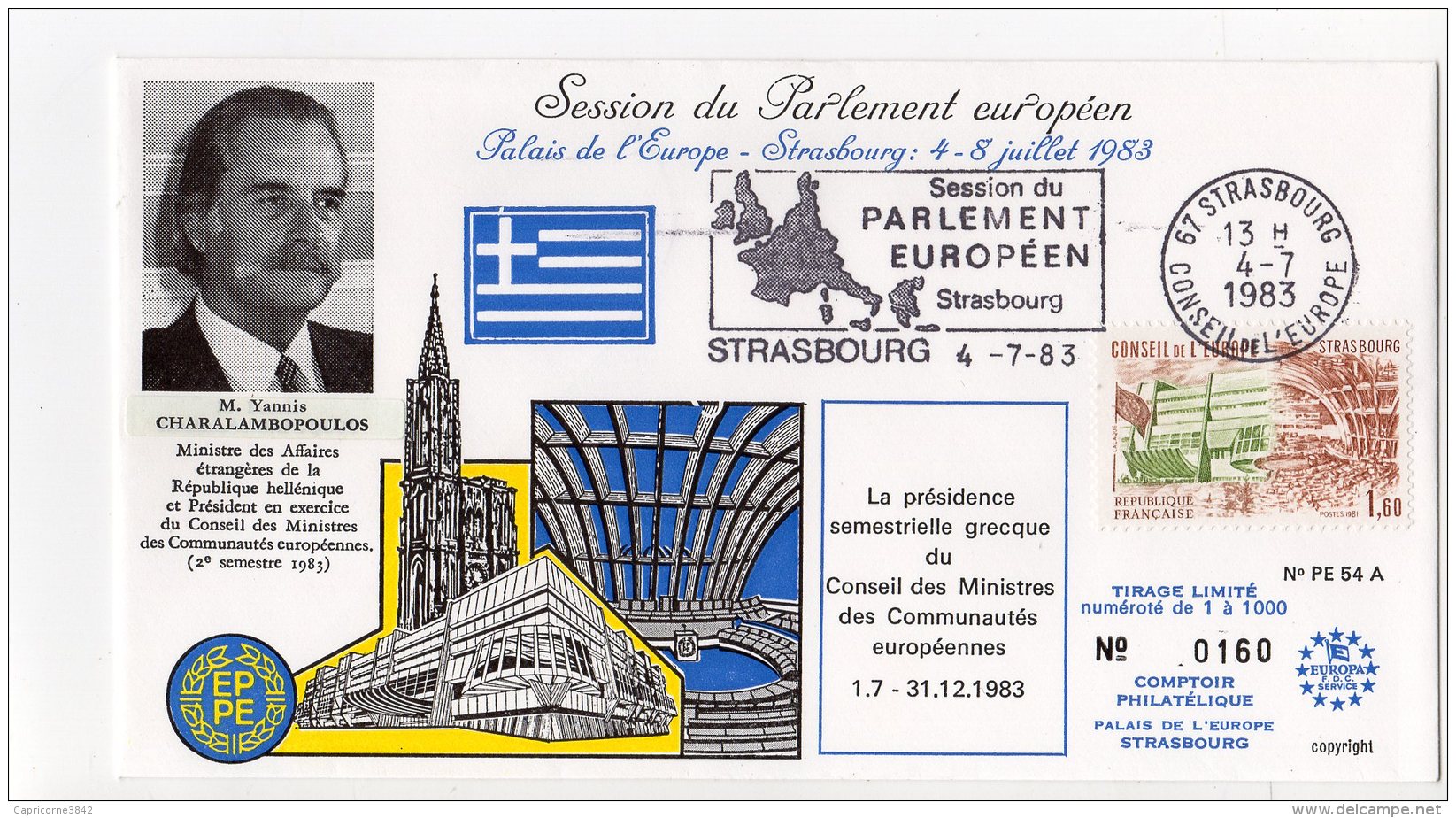 1983 - Strasbourg - Conseil De L'Europe - Présidence Grecque Du Conseil Des Ministres- Mr Yannis CHARALAMBOPOULOS - Institutions Européennes