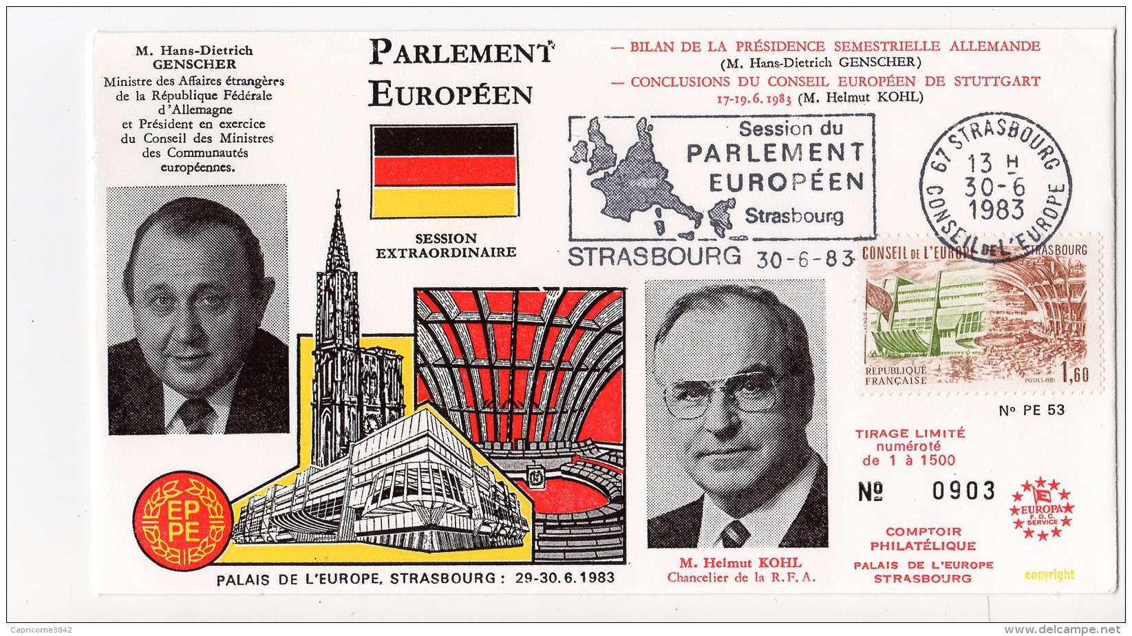 1983 - Strasbourg - Conseil De L'Europe - Mr Helmut KOHL Chancelier De La R.F.A Et Mr GENSCHER Ministre Aff. Etrangères - Institutions Européennes