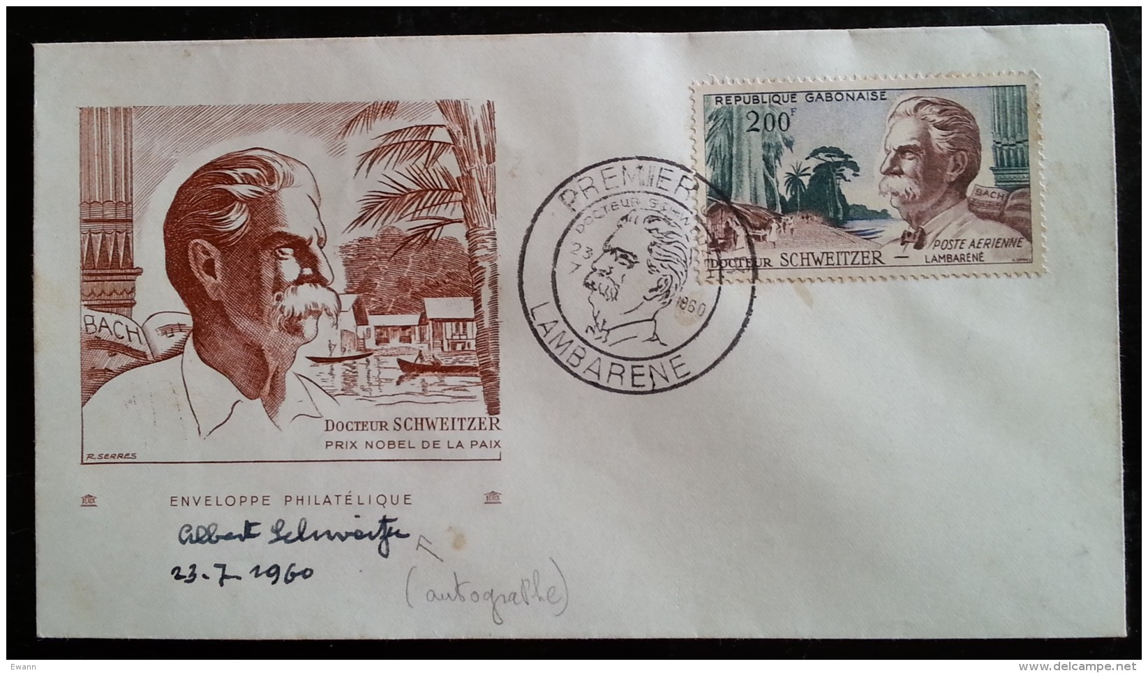 GABON - FDC 1960 - YT Aérien N°1 - Albert Schweitzer - Gabon (1960-...)