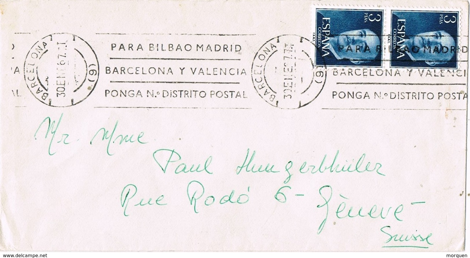 28241. Carta BARCELONA 1967. Rodillo Correos - Cartas & Documentos
