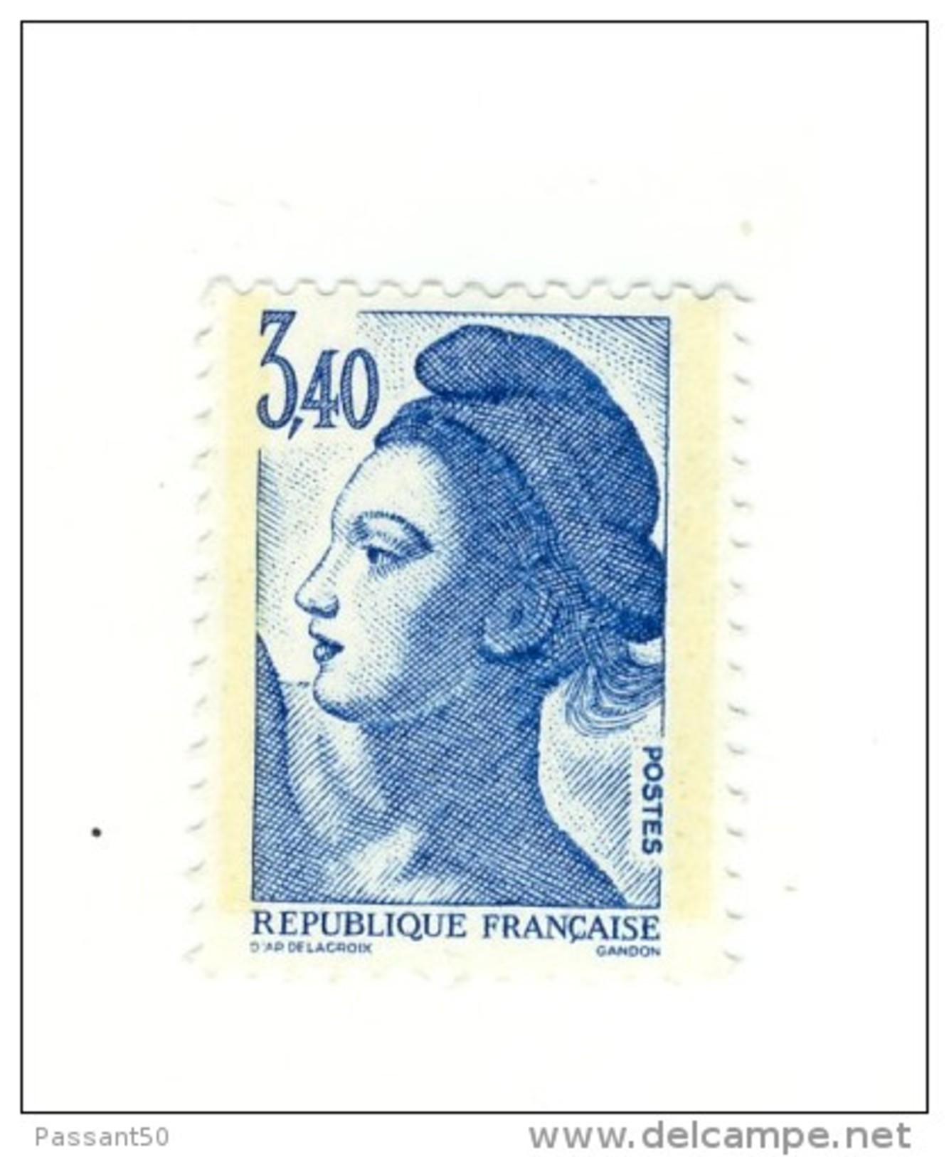 Liberté 3fr40 Bleu YT 2425 Avec GOMME MATE Et PAPIER WHILEY . Rare , Voir Le Scan . Cote Maury N° 2431c : 20 € - Unused Stamps