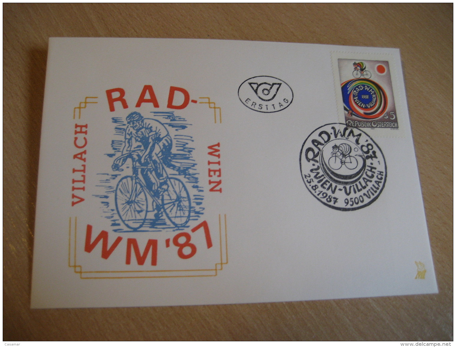 RAD WM Cycling Bicycle WIEN - VILLACH 1987 FDC Cancel Cover AUSTRIA - Ciclismo