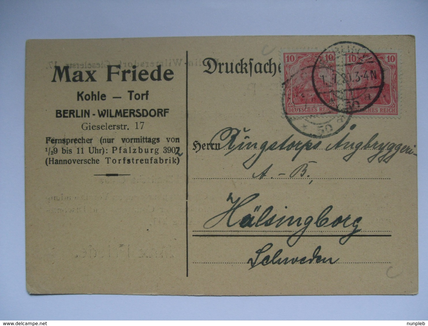GERMANY - November 1920 Postcard  - Berlin To Halsingborg Sweden - Max Friede - Covers & Documents