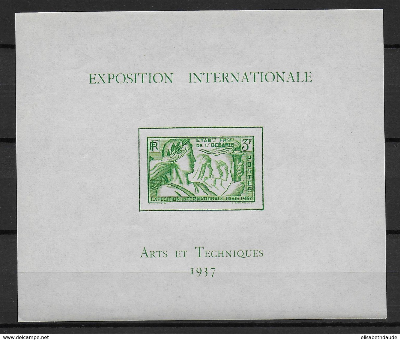 EXPO 1937 - OCEANIE - BLOC YT N° 1 ** - SANS CHARNIERE - COTE 2015 = 52 EUR - 1937 Exposition Internationale De Paris