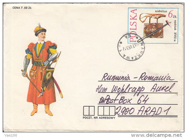 POLISH WARRIOR IN UNIFORM, WEAPONS, COVER STATIONERY, ENTIER POSTAL, 1983, POLAND - Stamped Stationery