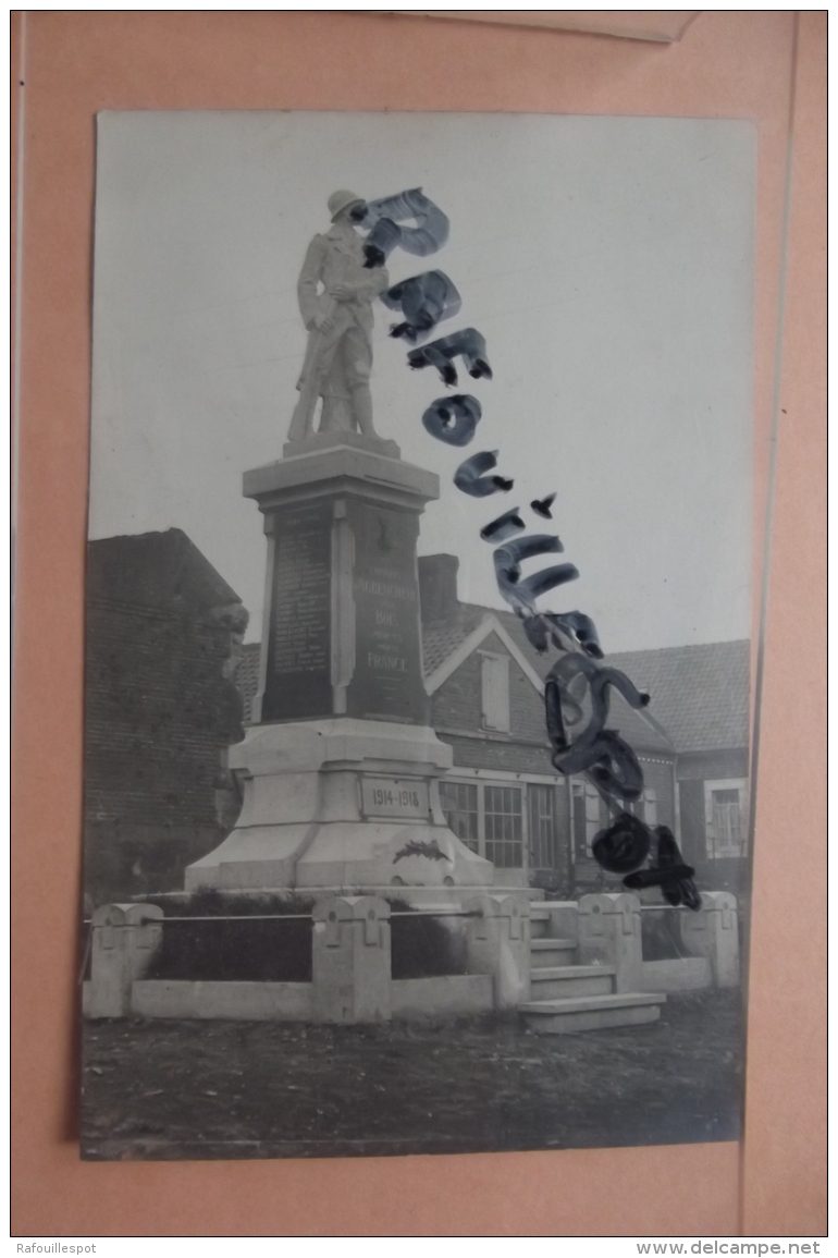 Cp Aubencheul Aux Bois Monument Aux Morts Ecrite Par Constructeur M Senechal Escouflaire - Monumenti Ai Caduti