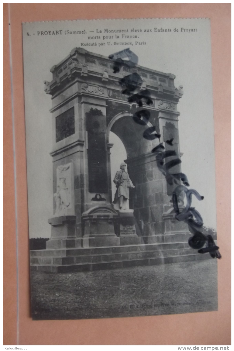 C P Proyart Le   Monument  Aux  Defenseurs De La Somme - Monumenti Ai Caduti