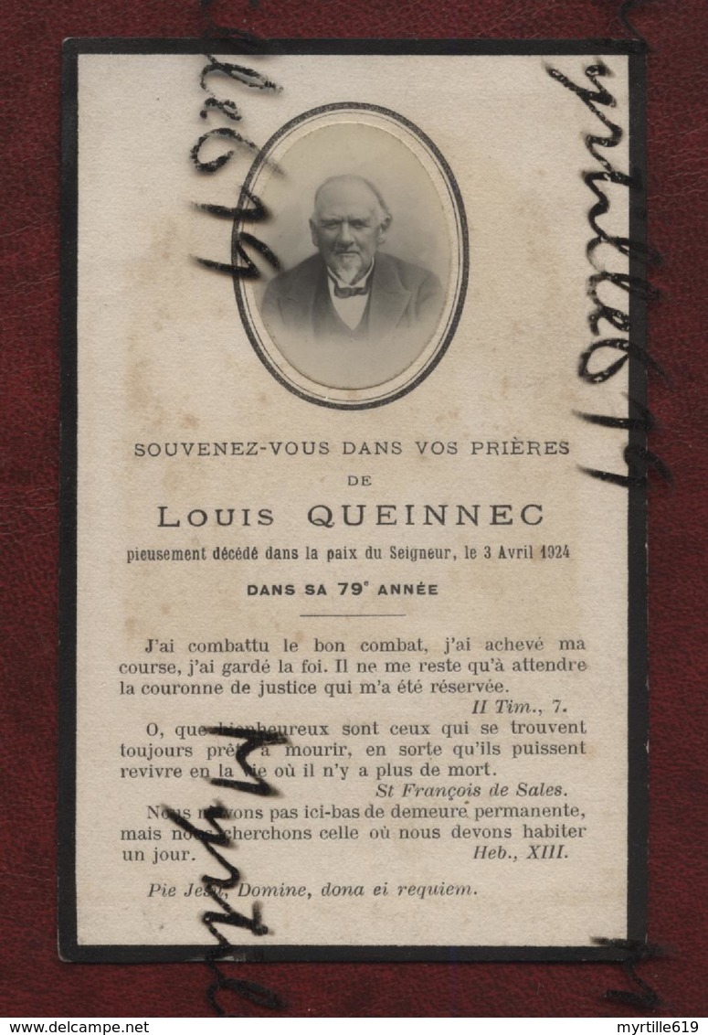 Faire-part De Décès - 1924 - Memento Louis Queinnec - Obituary Notices