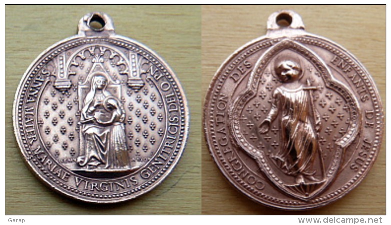 NM-494Médaille Signée Pénin à Lyon Congrégation Des Enfants De Marie - Religion & Esotericism