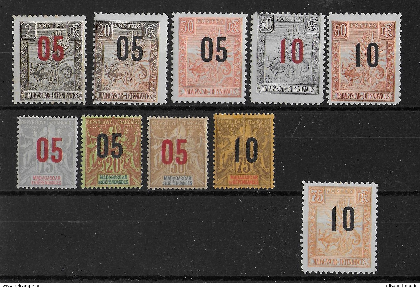 MADAGASCAR - 1912 - YT N° 111/120 * MH CHARNIERE CORRECTE - COTE 2022 = 38 EUR - Neufs