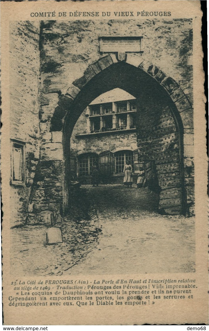 PEROUGES CPA 01 Ain  Comité De Défense Du Vieux Pérouges - Pérouges