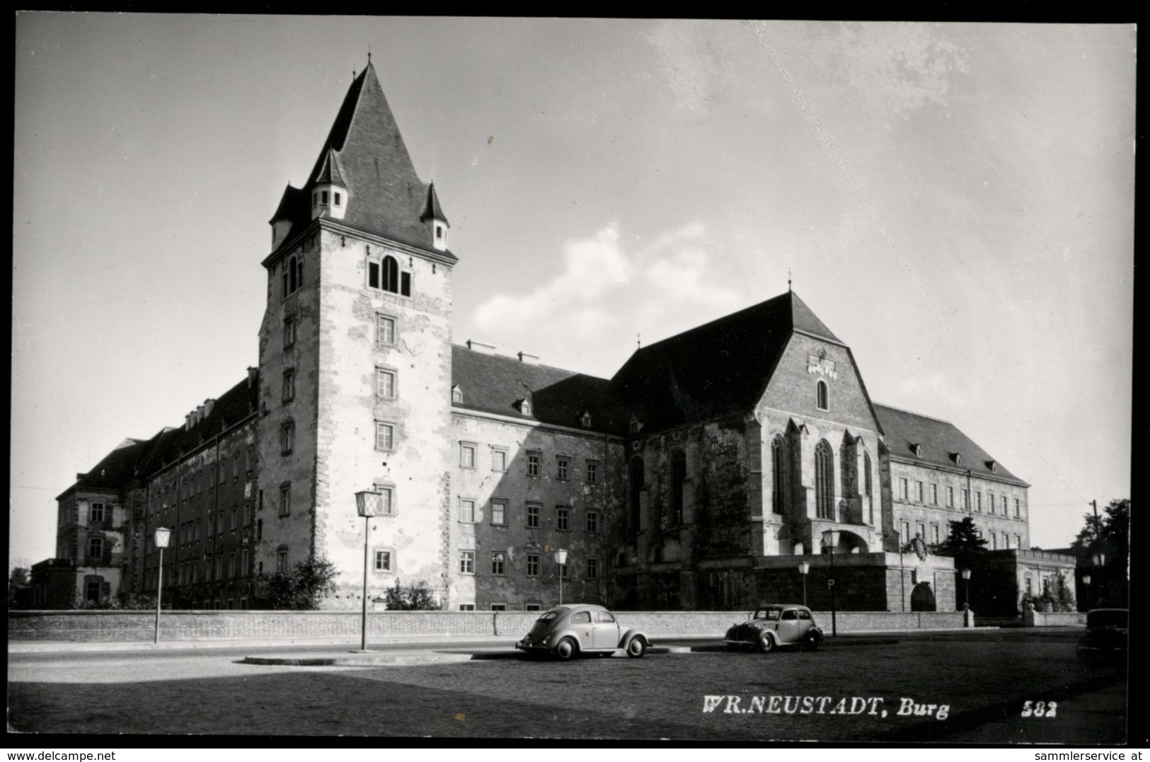 [034] Wiener Neustadt Burg, ~1950, Verlag Egelsseer, VW-Käfer - Wiener Neustadt