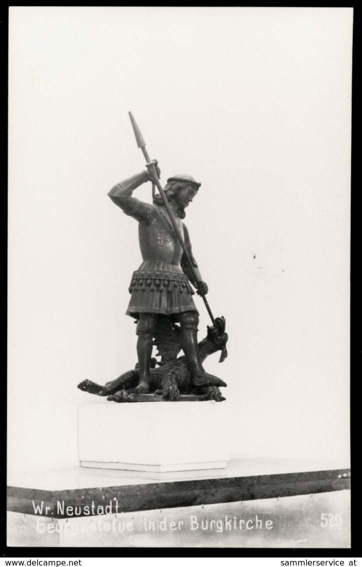 [034] Wiener Neustadt Burgkirche, Georgsstatue, ~1950, Verlag Egelsseer - Wiener Neustadt