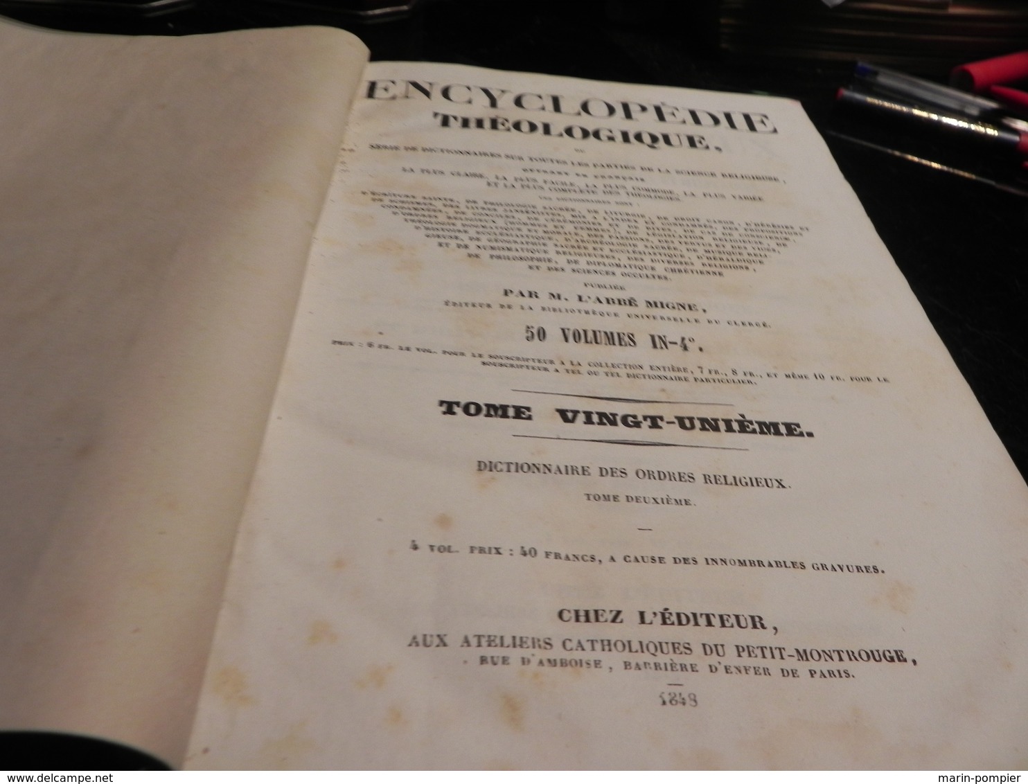 1848. ENCYCLOPEDIETHEOLOGIQUE OU SERIE DE DICTIONNAIRES SUR TOUTES LES PARTIES DE LA SCIENCE RELIGIEUSE TOME VINGT -UNIE - Religion