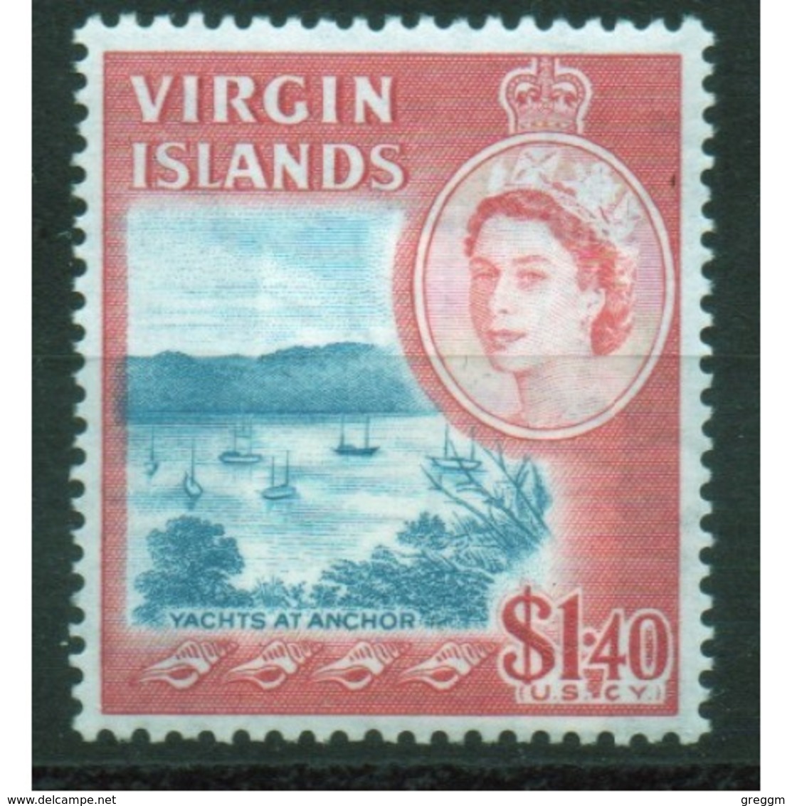 British Virgin Islands Queen Elizabeth II  Stamp From 1964.  This Stamp Is The Key Stamp From The Set. - British Virgin Islands