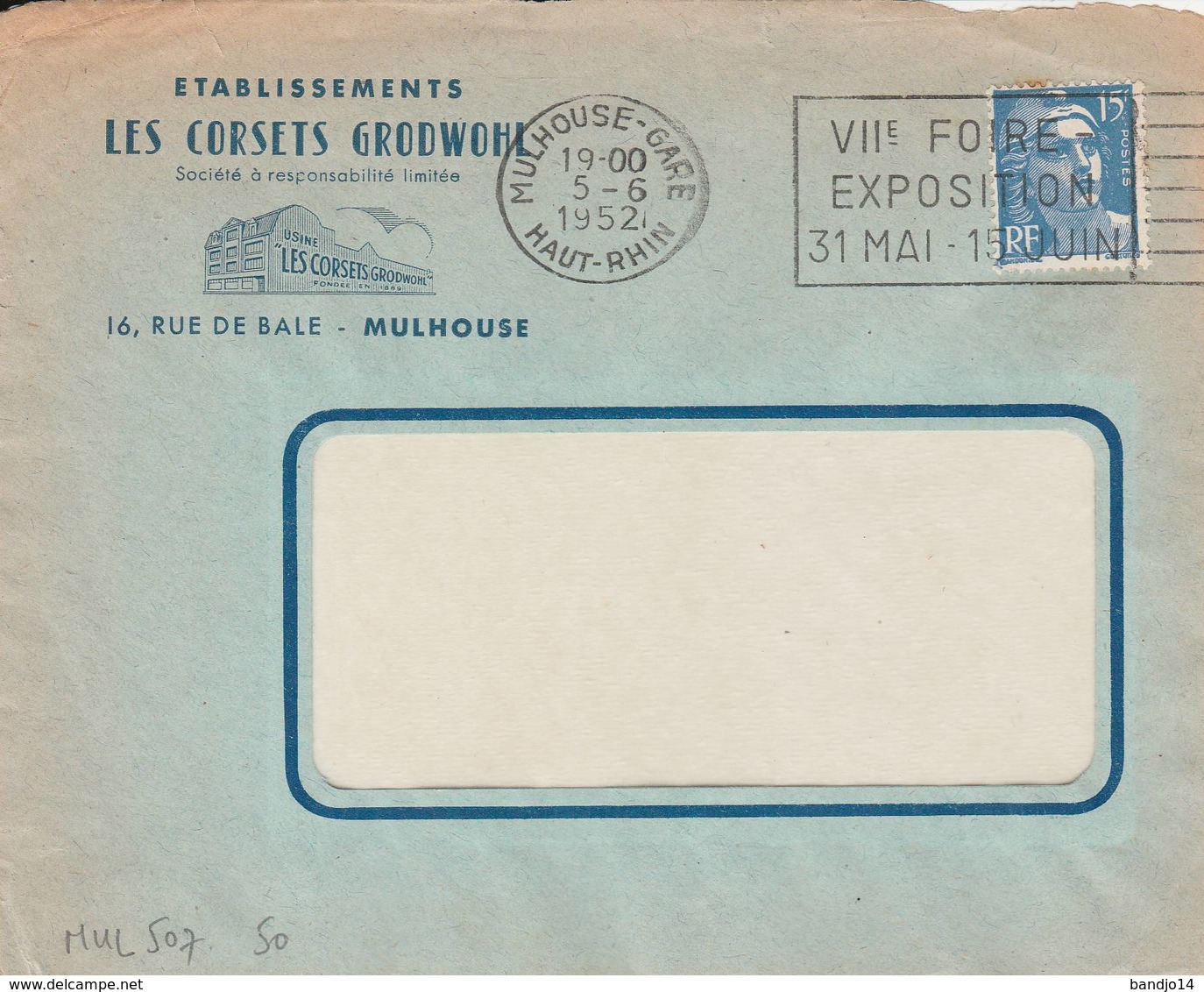 Mulhouse - Flamme De 1952 - Mechanical Postmarks (Advertisement)