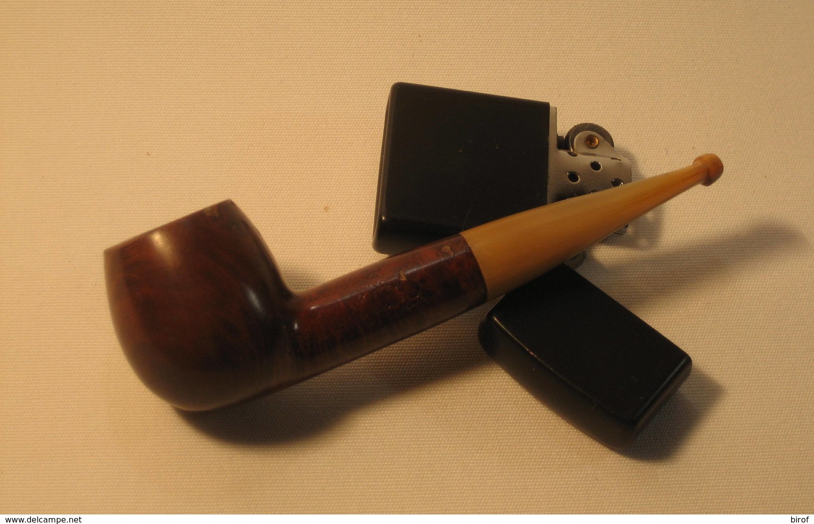 PIPA  - BRUYERE RACINE GARANTIE -USATA - BOCCHINO PENSO CORNO - ( N° 7) - Heather Pipes