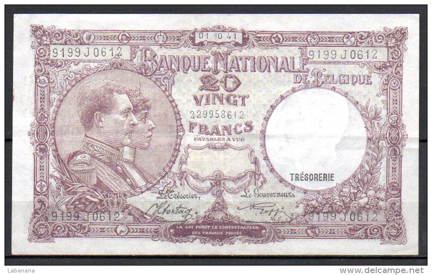 579-Belgique Billet De 20 Francs 1941 9199J0612 - 20 Francs