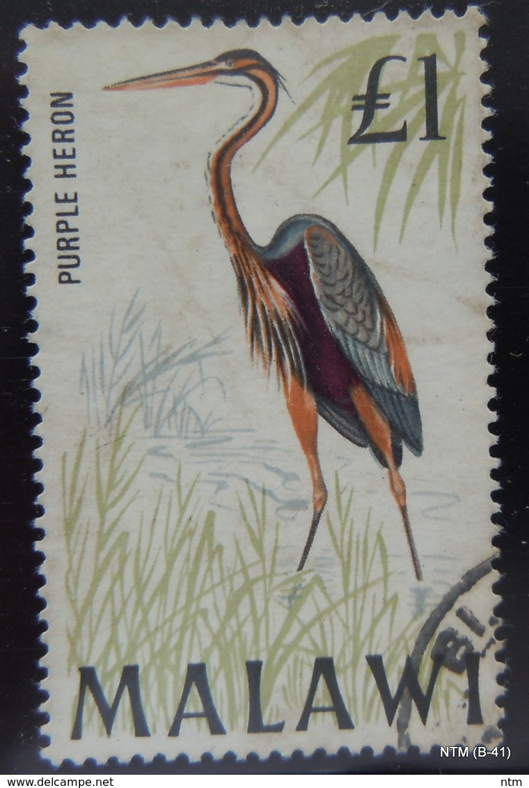 AFRICA, MALAWI, Year 1968, 1£  Perple Heron, 2 Stamps. Used. SG 322 - Malawi (1964-...)