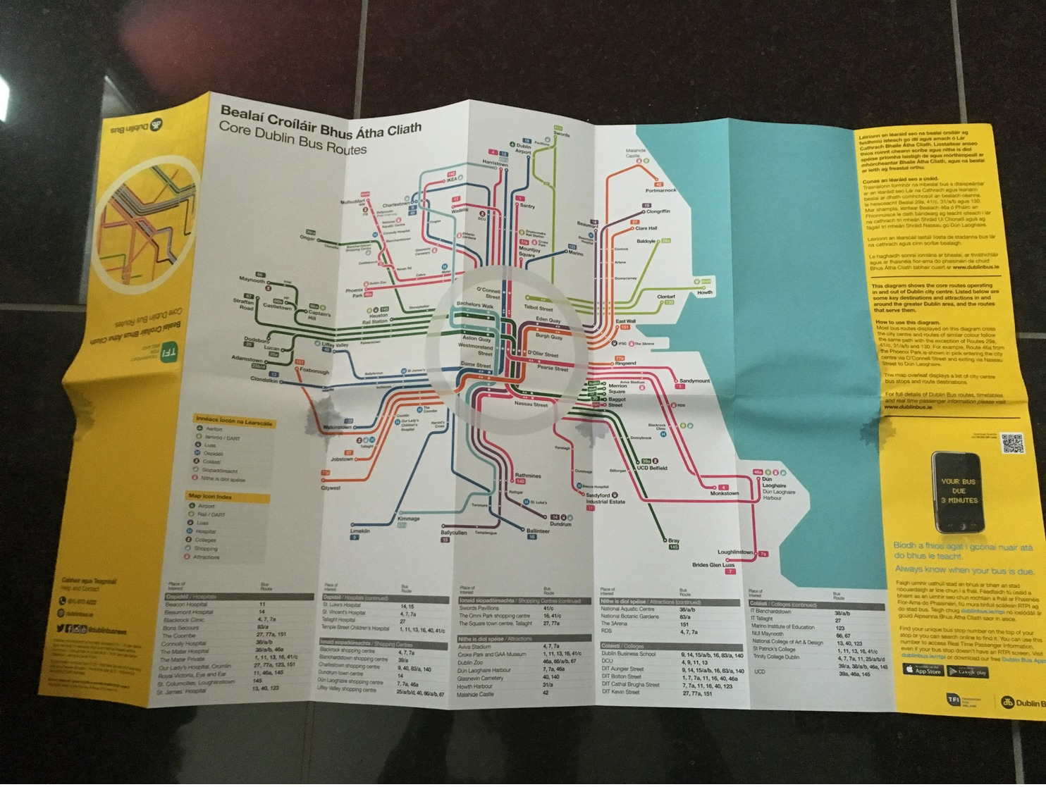 Transit Map Dublin (Ireland) - Subway Bus Tram - World