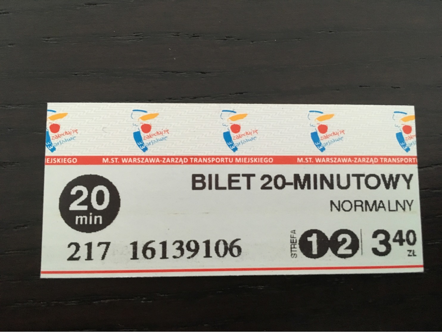 Ticket De Métro Varsovie (Pologne) - Europa