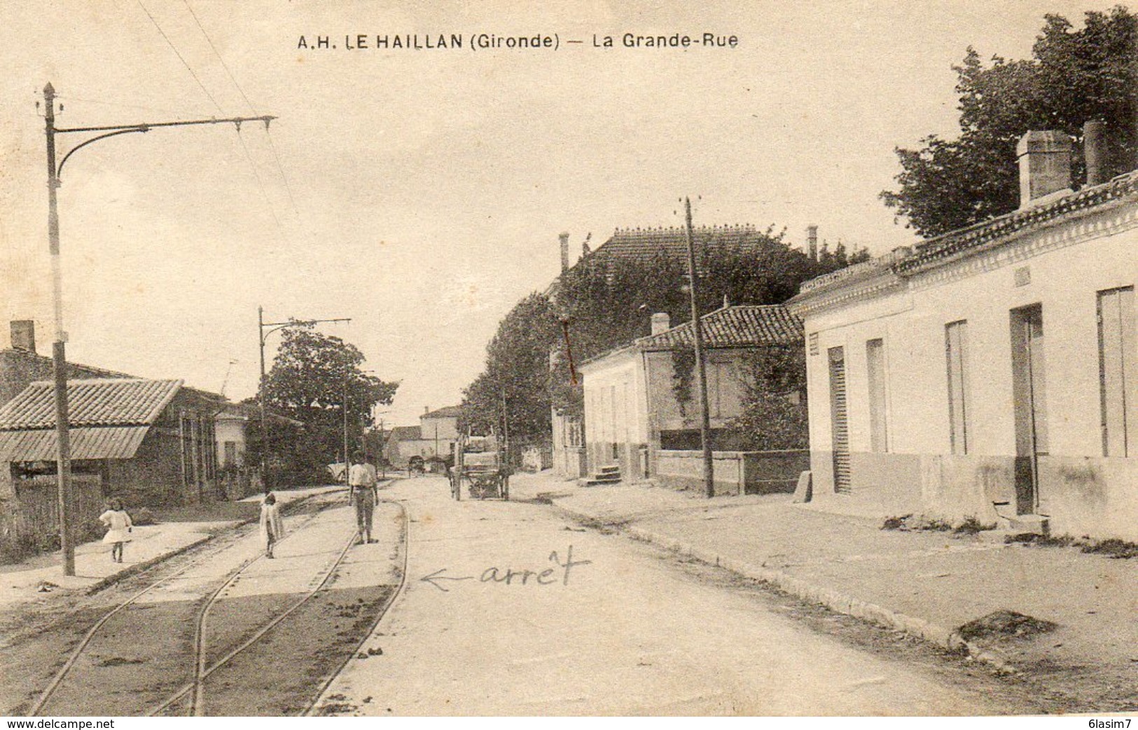 CPA - Le HAILLAN (33) - Aspect De La Ligne De Tram Avec Arrêt De La Grande-Rueau Début Du Siècle - Other & Unclassified