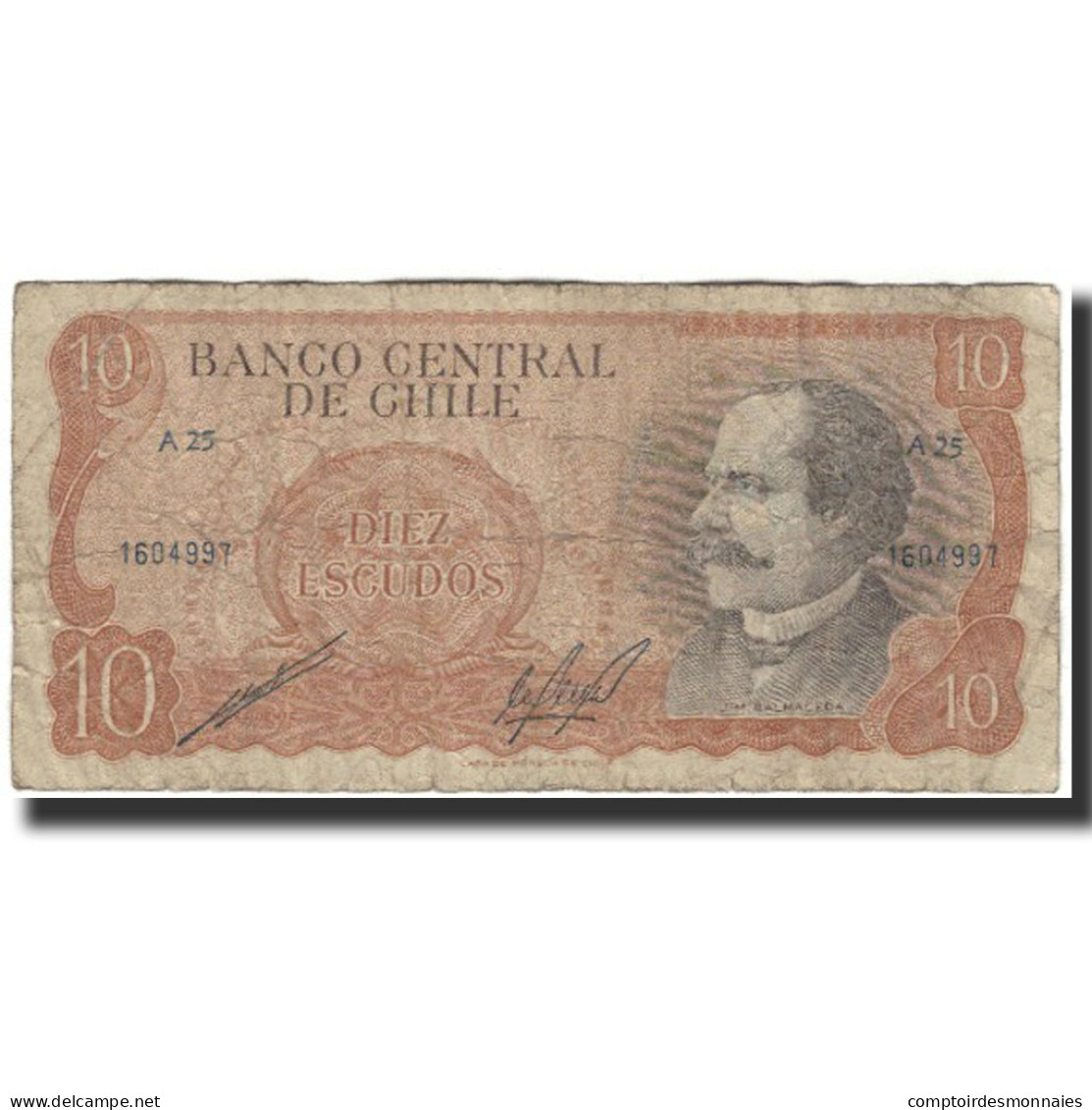 Billet, Chile, 10 Escudos, 1967, KM:143, B+ - Chili