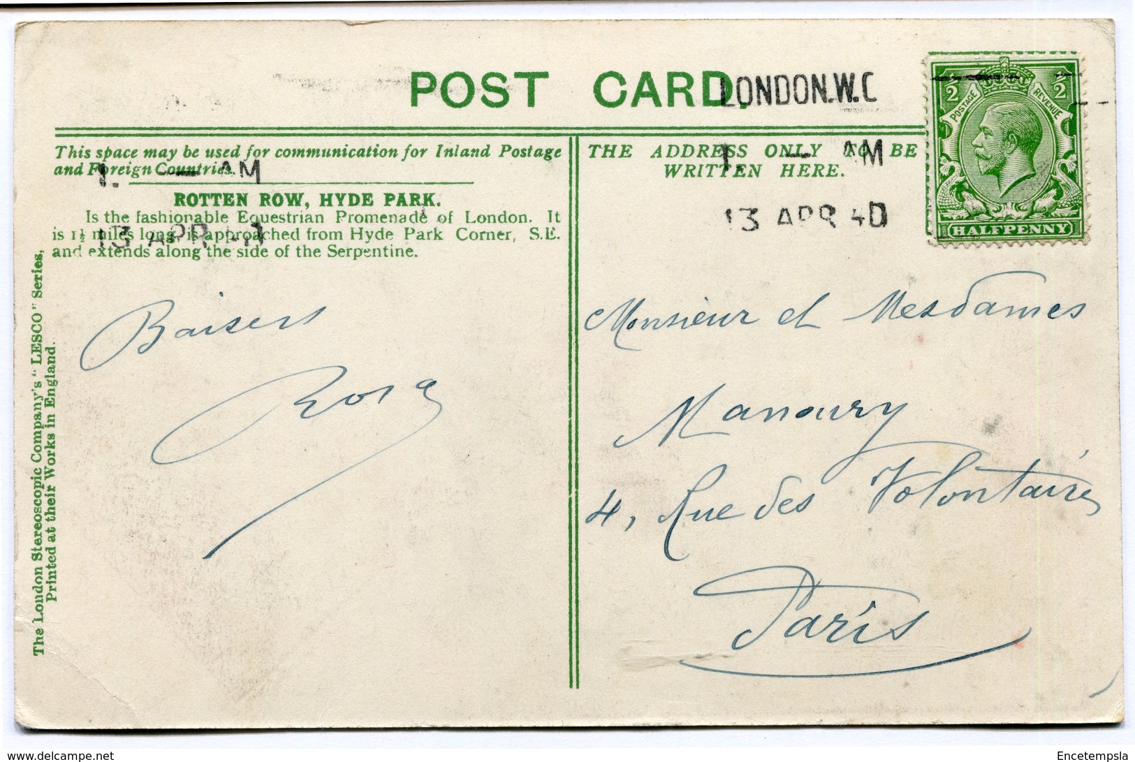CPA - Carte Postale - Royaume-Uni - Angleterre - London - Rotten Row  (CP1853) - Other & Unclassified
