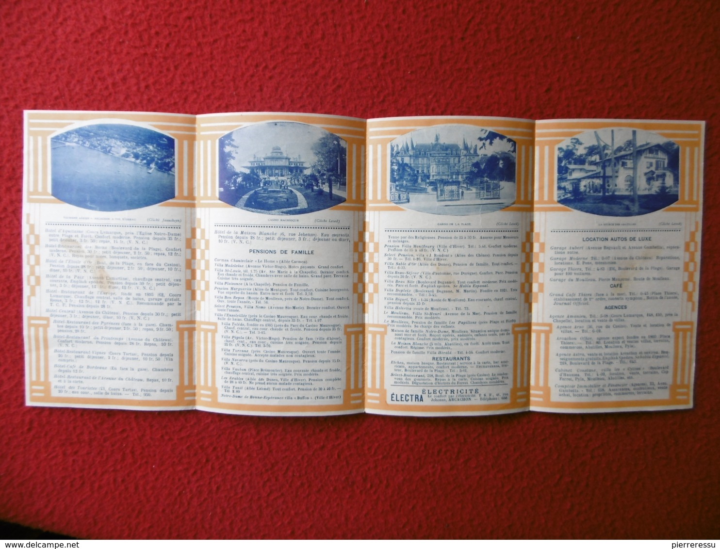 ARCACHON SYNDICAT INITIATIVE TARIFS HOTELS 1928 - Documents Historiques