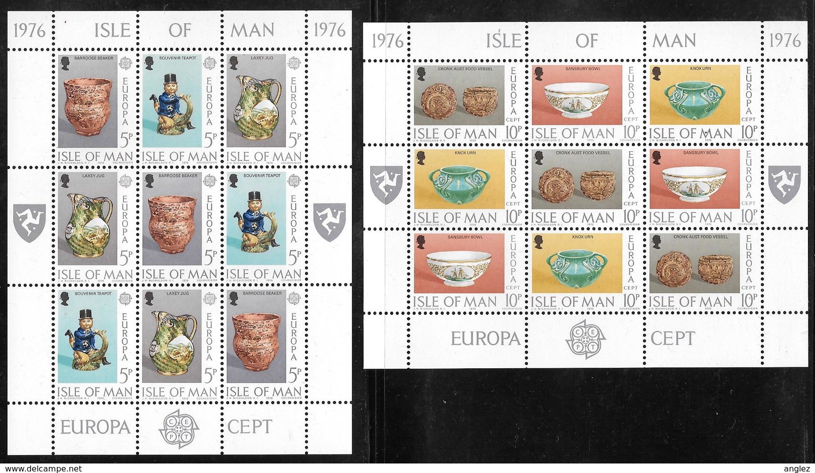 Isle Of Man - 1976 Europa / CEPT Sheetlets Of 9 - Ceramics - MNH - 1976