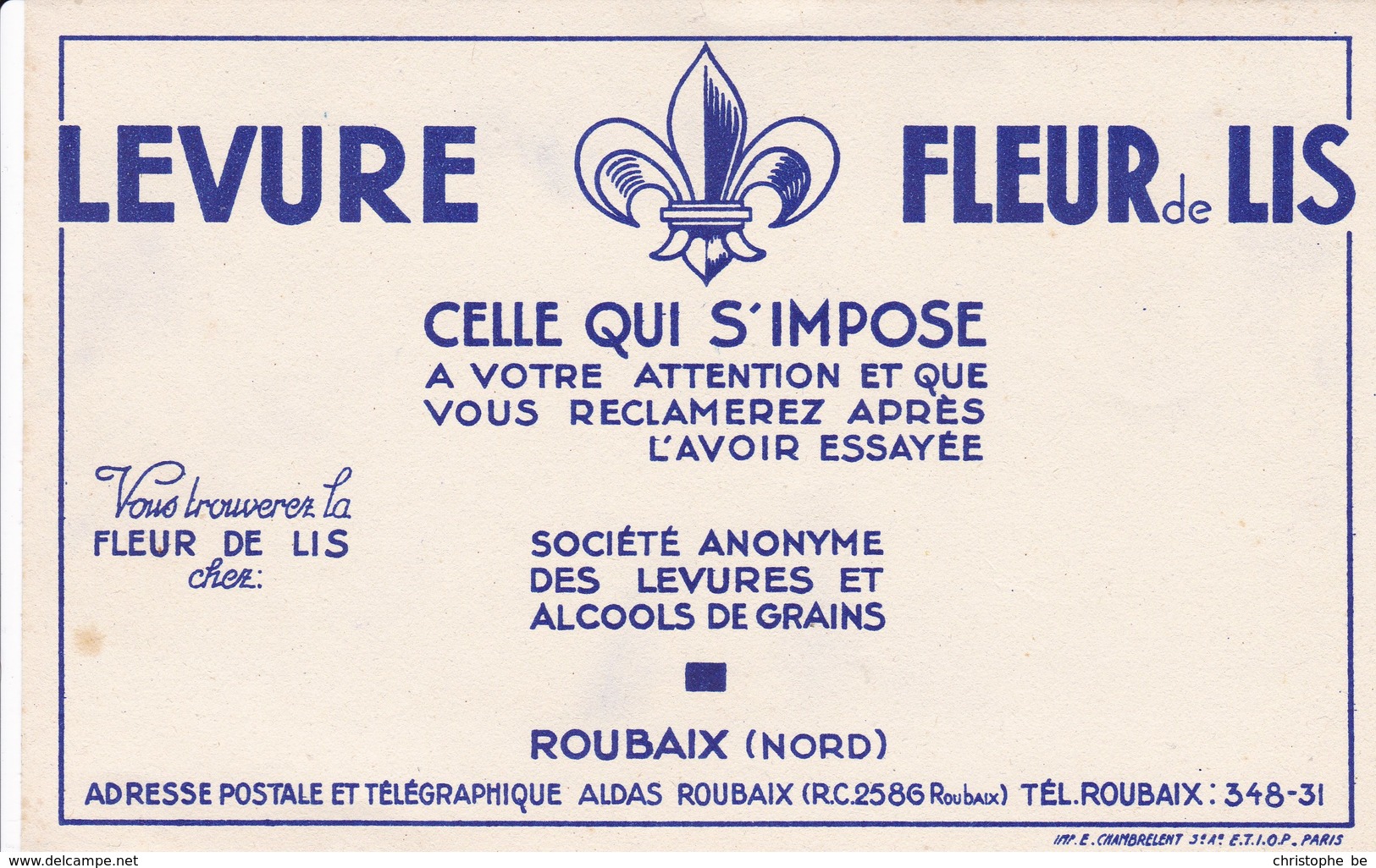 Buvard, Levure Fleur De Lis, Roubaix (pk45507) - Alimentaire