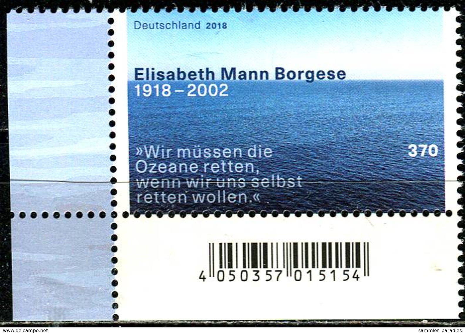 BRD - Mi 3375 ECKE LIU - ** Postfrisch (K) - 370C         Elisabeth Mann Borgese - Ausgabe: 12.04.2018 - Unused Stamps