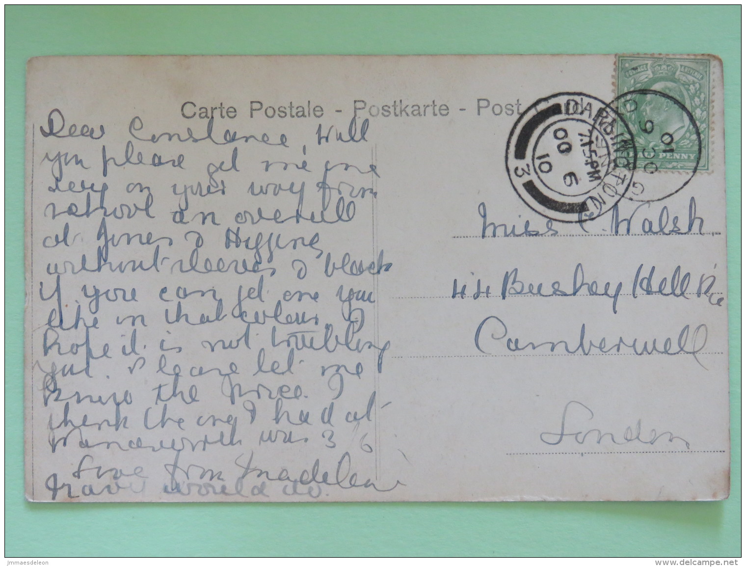 United Kingdom 1910 Postcard ""Italia - Alterocca Terni - Trees"" Darlington To London - Georges V - Storia Postale