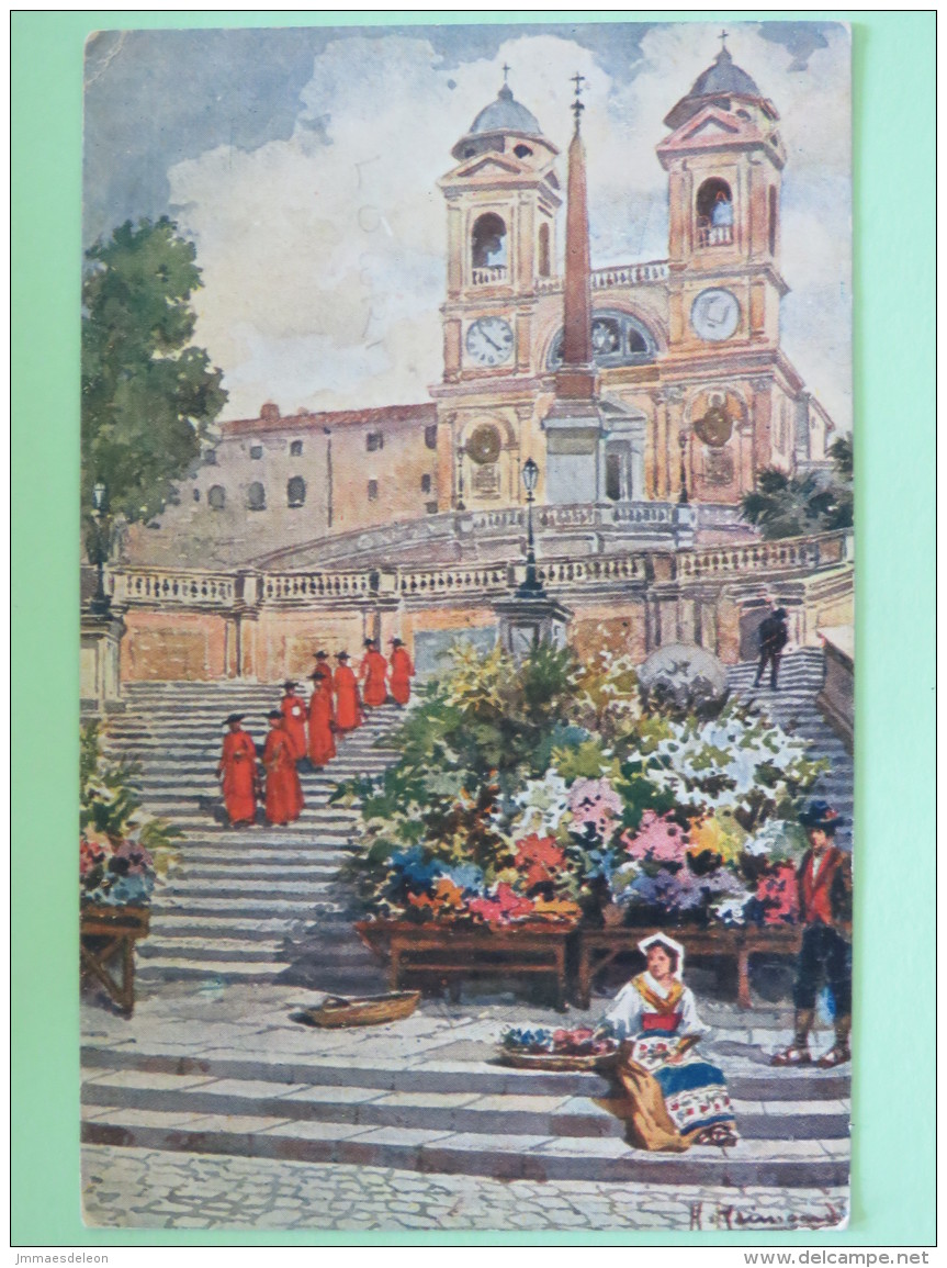 Italia Around 1920 Postcard ""Roma - Trinita Del Monte"" - Other & Unclassified