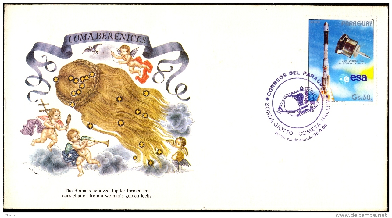 BERENICE'S HAIR-CONSTELLATION AND JUPTER EXPLORATION-SPECIAL COVER-PARAGUAY-1986--BX1-379 - Südamerika