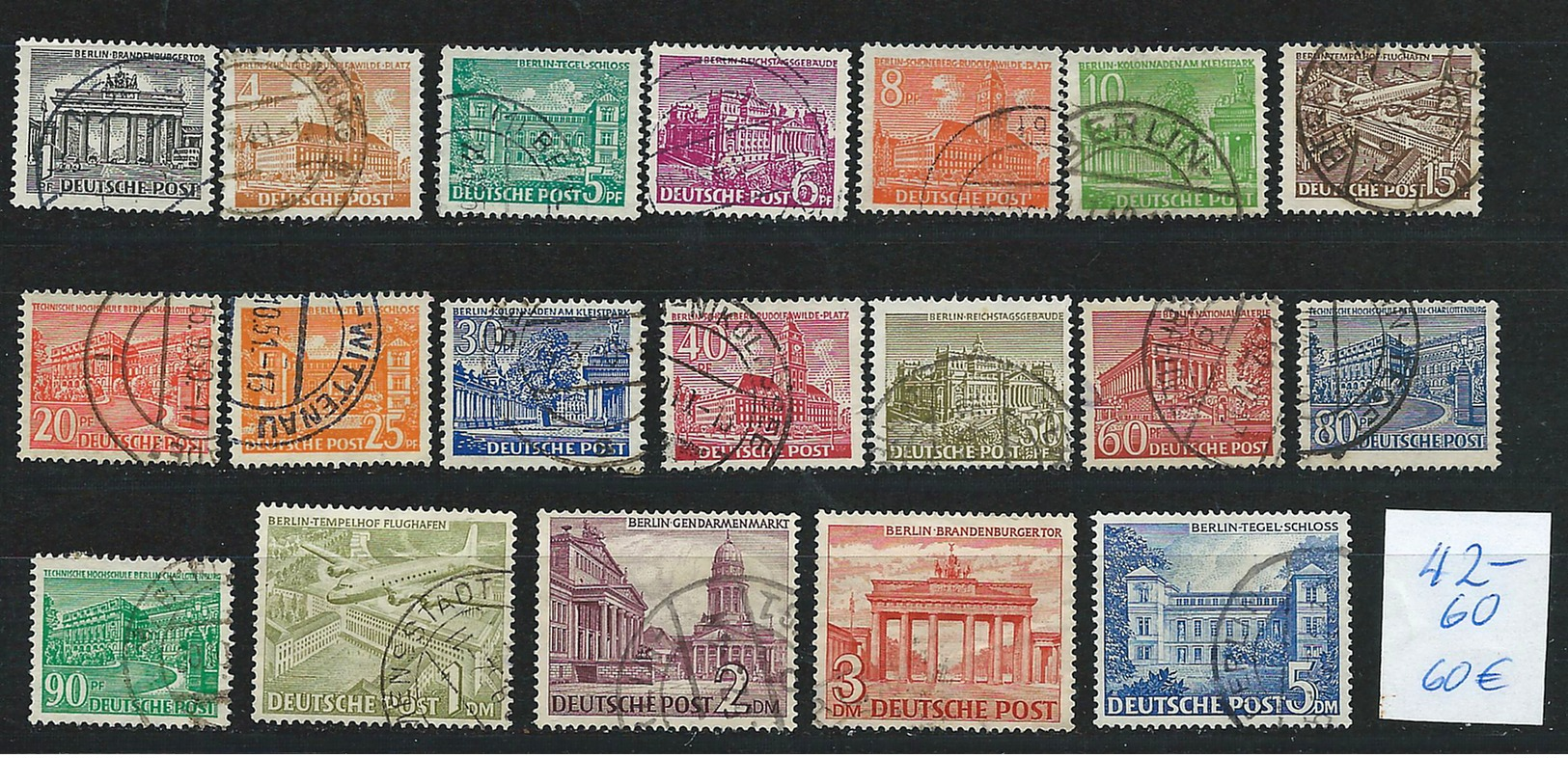 Germany , BERLIN , Michel-No. 42-60 , Complete Set Of The 1949 Defins (as Per Scan , VFU) - Oblitérés