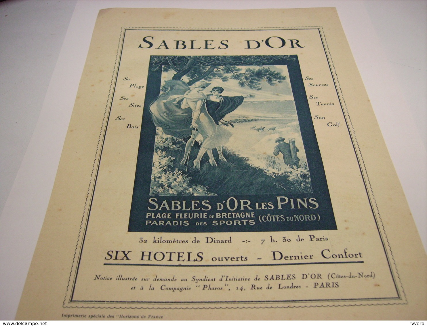 ANCIENNE AFFICHE PUBLICITE VISITE DES SABLES D OR LES PINS - Autres & Non Classés