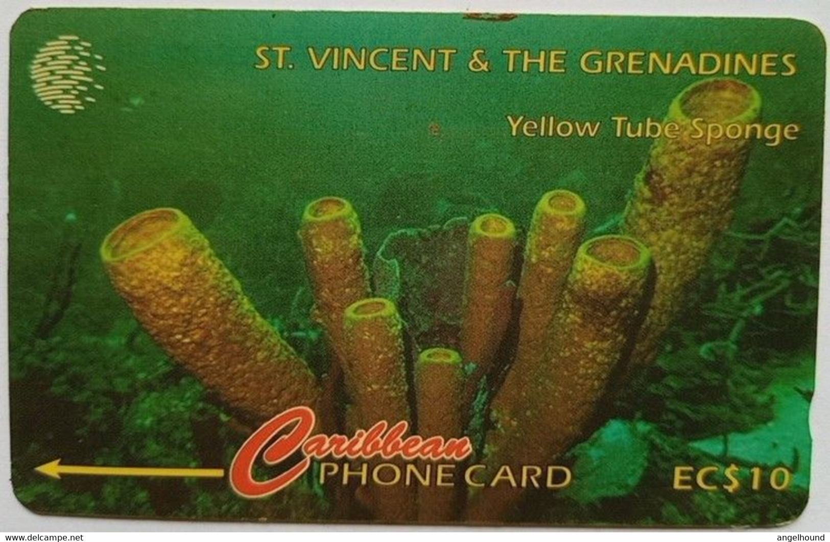 St. Vincent And Grenadines Cable And Wireless 101CSVA  EC$10 " Yellow Tube Sponge " - St. Vincent & The Grenadines