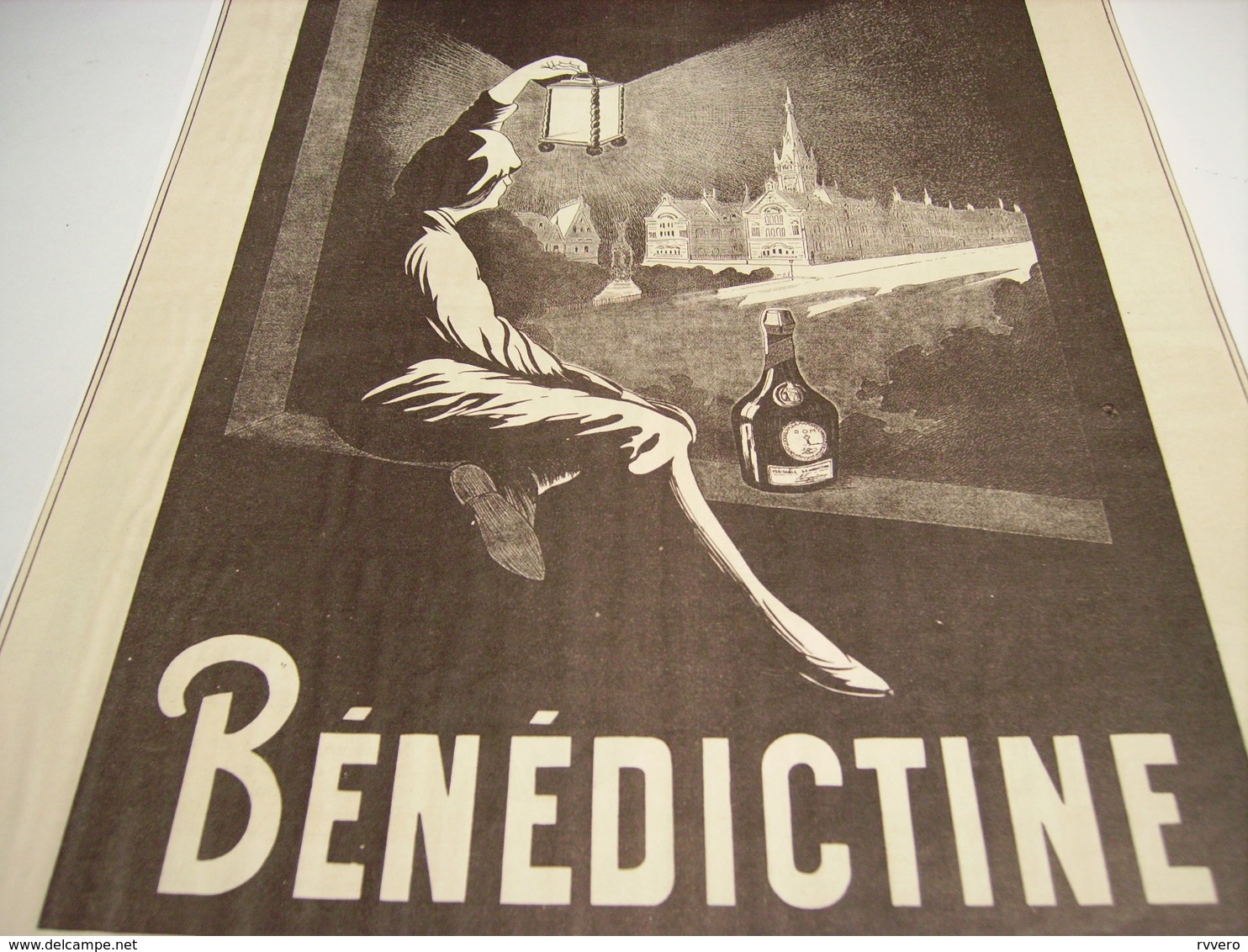 ANCIENNE  PUBLICITE LIQUEUR LA BENEDICTINE DE FECAMP 1923 - Alcohols